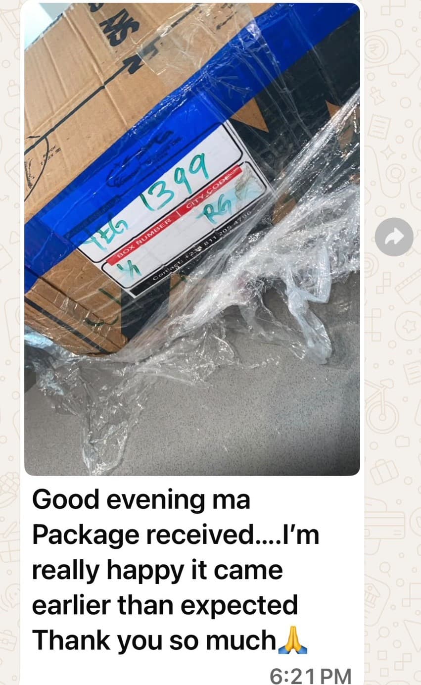 Customer package received message